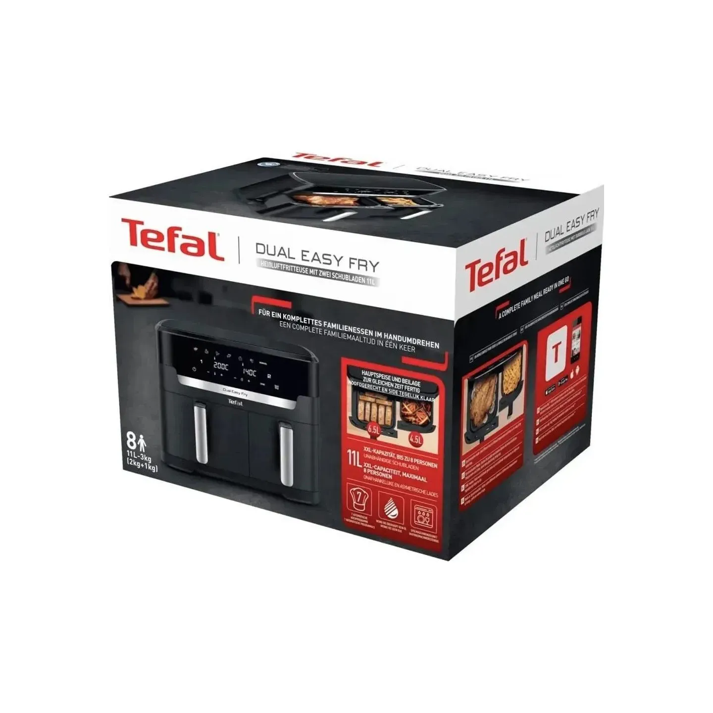 Tefal | Air Fryer | EY942HE0 Easy Fry Dual XXL | Power 2700 W | Capacity 11 L | Black