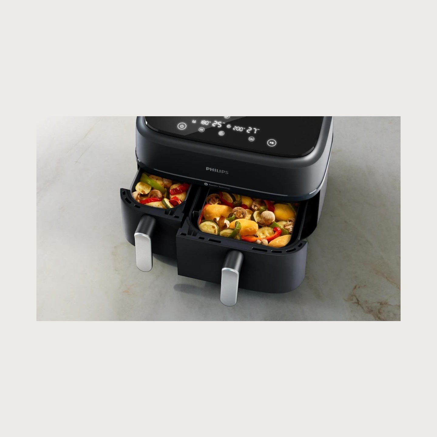 Philips Dual Basket Airfryer | NA351/00 3000 Series | Power 2750 W | Capacity 9 L | Rapid Air technology | Black