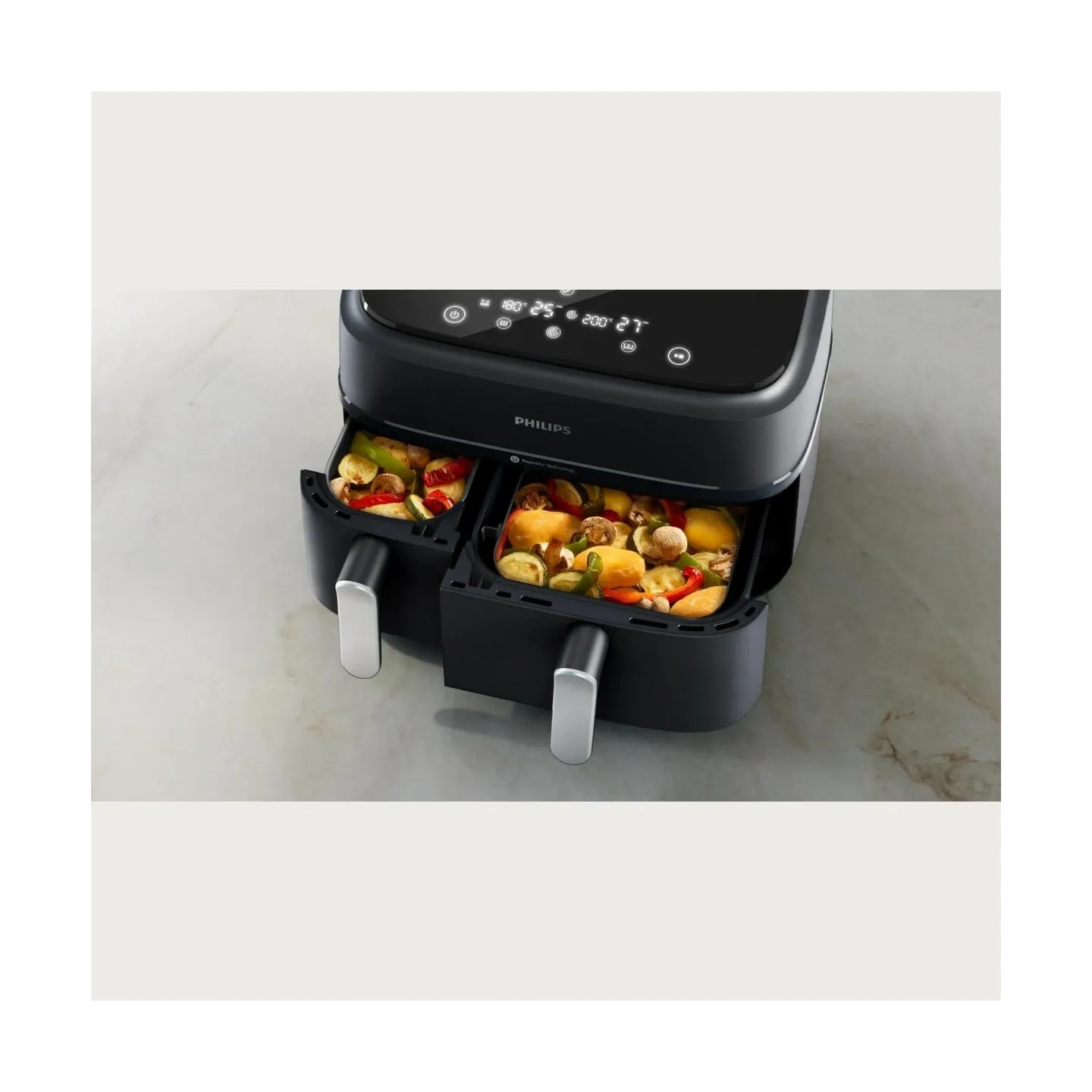 Philips Dual Basket Airfryer | NA351/00 3000 Series | Power 2750 W | Capacity 9 L | Rapid Air technology | Black
