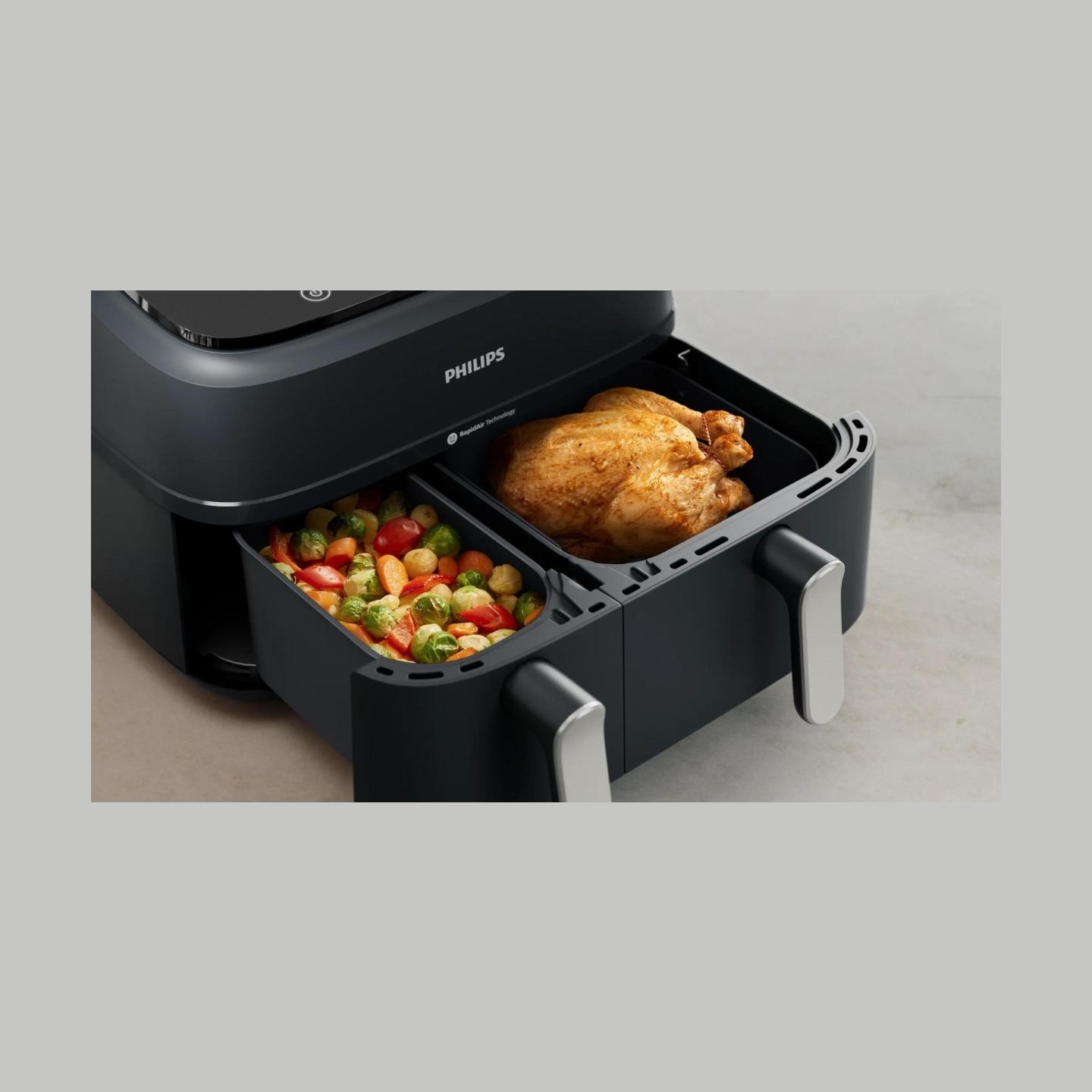 Philips Dual Basket Airfryer | NA351/00 3000 Series | Power 2750 W | Capacity 9 L | Rapid Air technology | Black