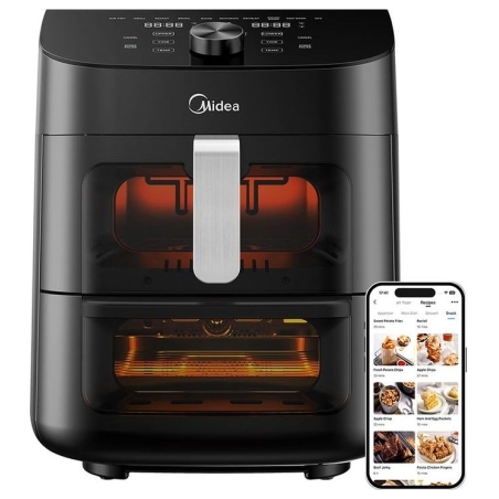 Midea Two Zone Airfryer | MAD1100DADK | Power 1850 W | Capacity 4.4/6.4 L | Rapid Air technology | Black