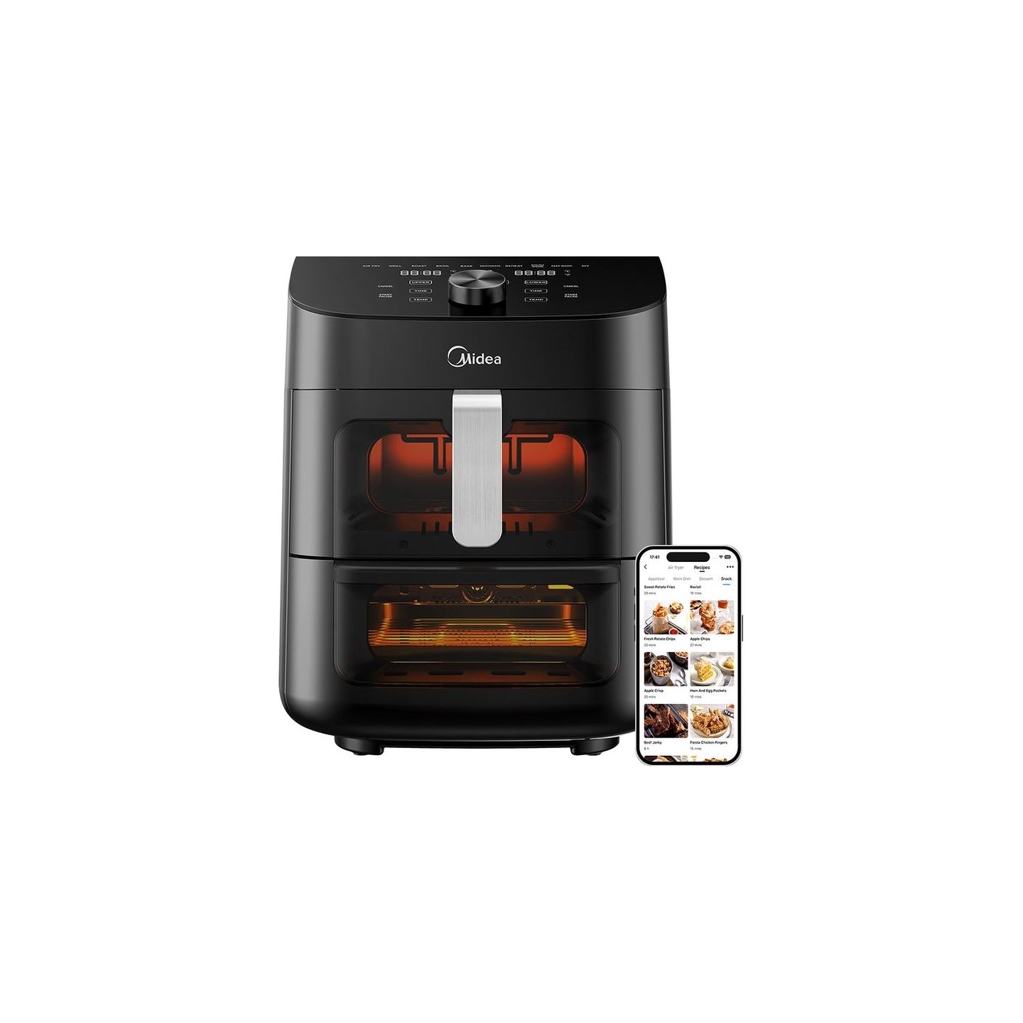 Midea Two Zone Airfryer | MAD1100DADK | Power 1850 W | Capacity 4.4/6.4 L | Rapid Air technology | Black