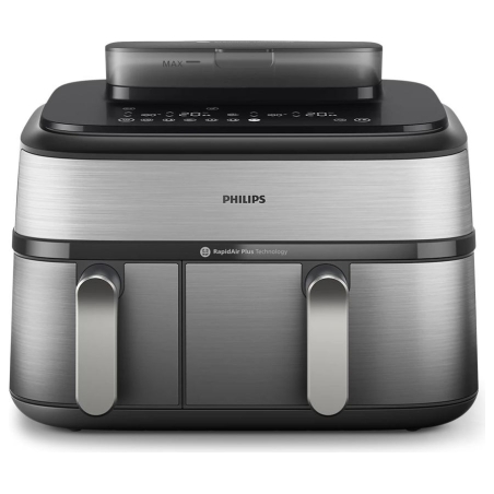 Philips Dual Basket Airfryer | NA555/00 5000 series | Power 2750 W | Capacity 9 L | RapidAir Plus | Silver