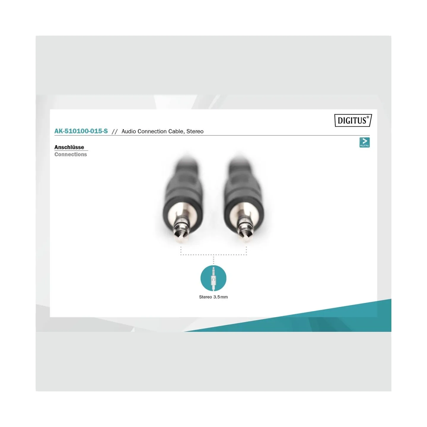 Digitus Audio Connection Cable, Stereo | AK-510100-015-S