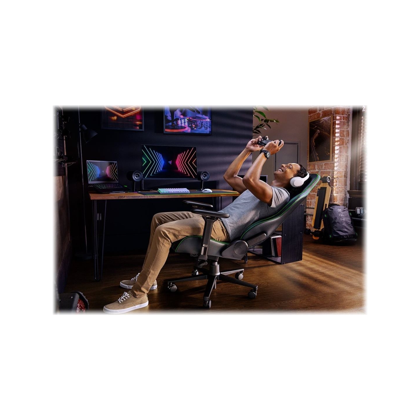 Razer Ergonomic Gaming Chair Enki EPU Synthetic Leather; Steel; Aluminium | Black/Green