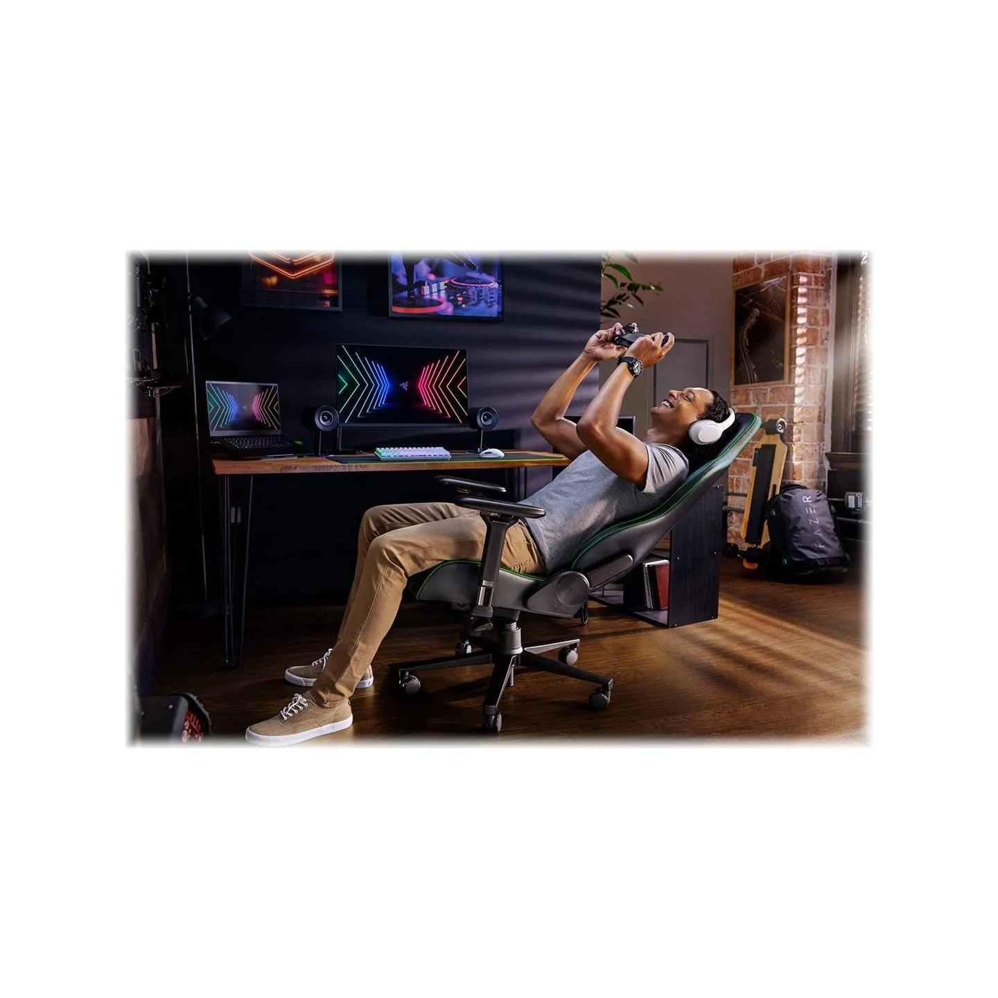 Razer Ergonomic Gaming Chair Enki EPU Synthetic Leather; Steel; Aluminium | Black/Green