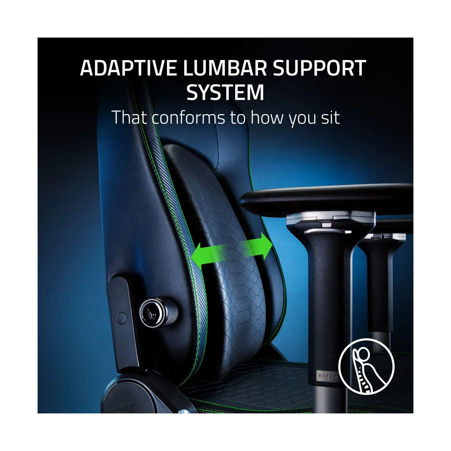 Razer Gaming Chair with Lumbar Support Iskur V2 EPU Leather, Aluminium | Black