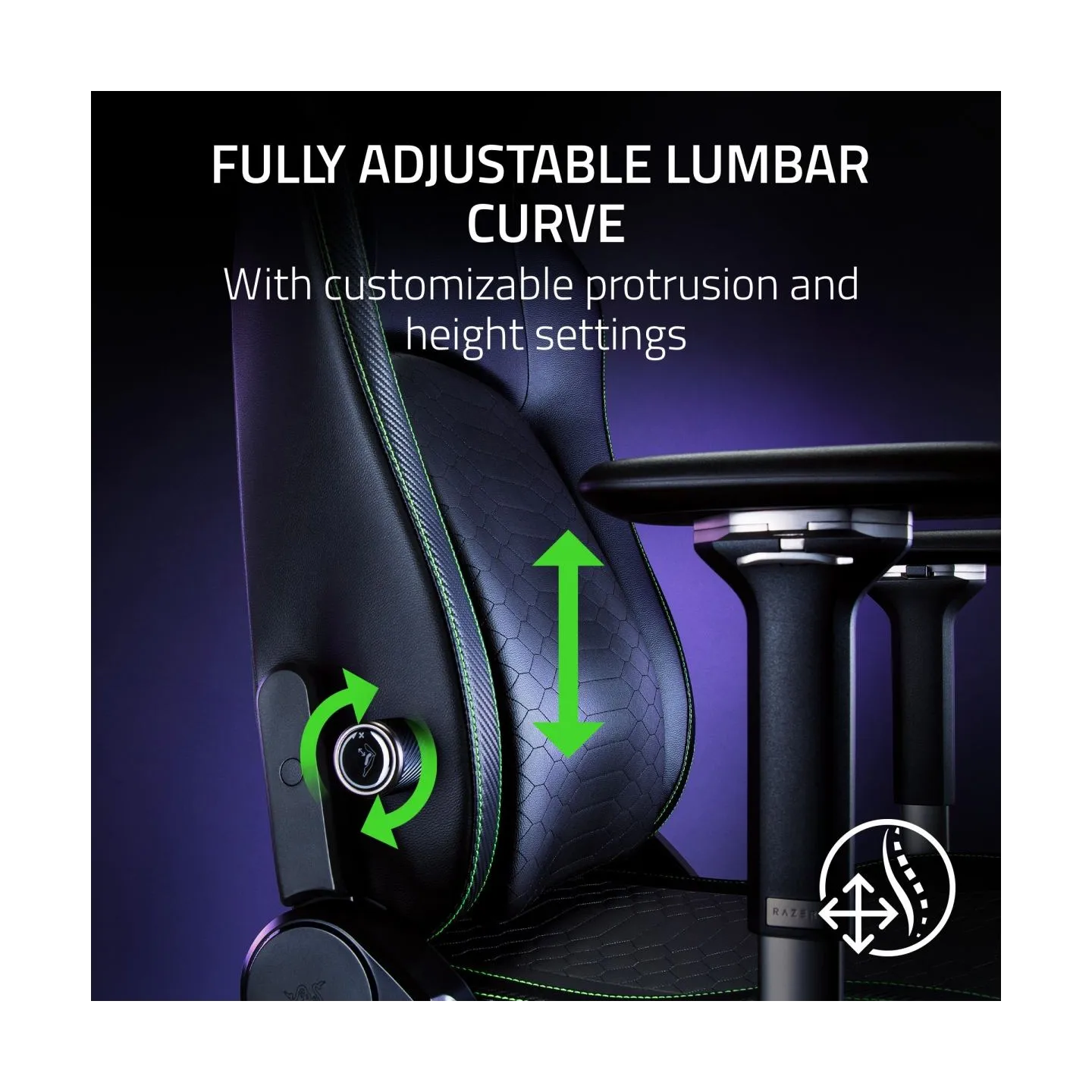 Razer Gaming Chair with Lumbar Support Iskur V2 EPU Leather, Aluminium | Black