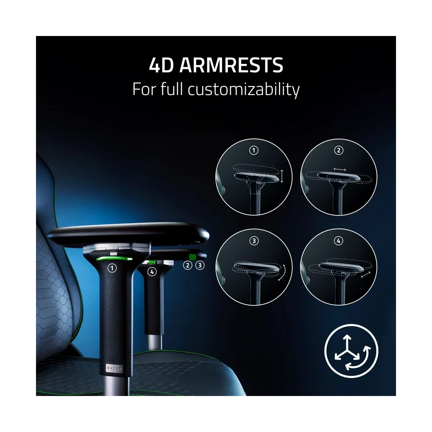 Razer Gaming Chair with Lumbar Support Iskur V2 EPU Leather, Aluminium | Black