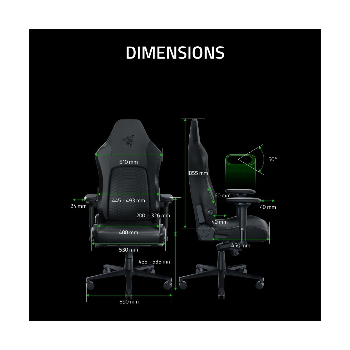 Razer Gaming Chair with Lumbar Support Iskur V2 EPU Leather, Aluminium | Black