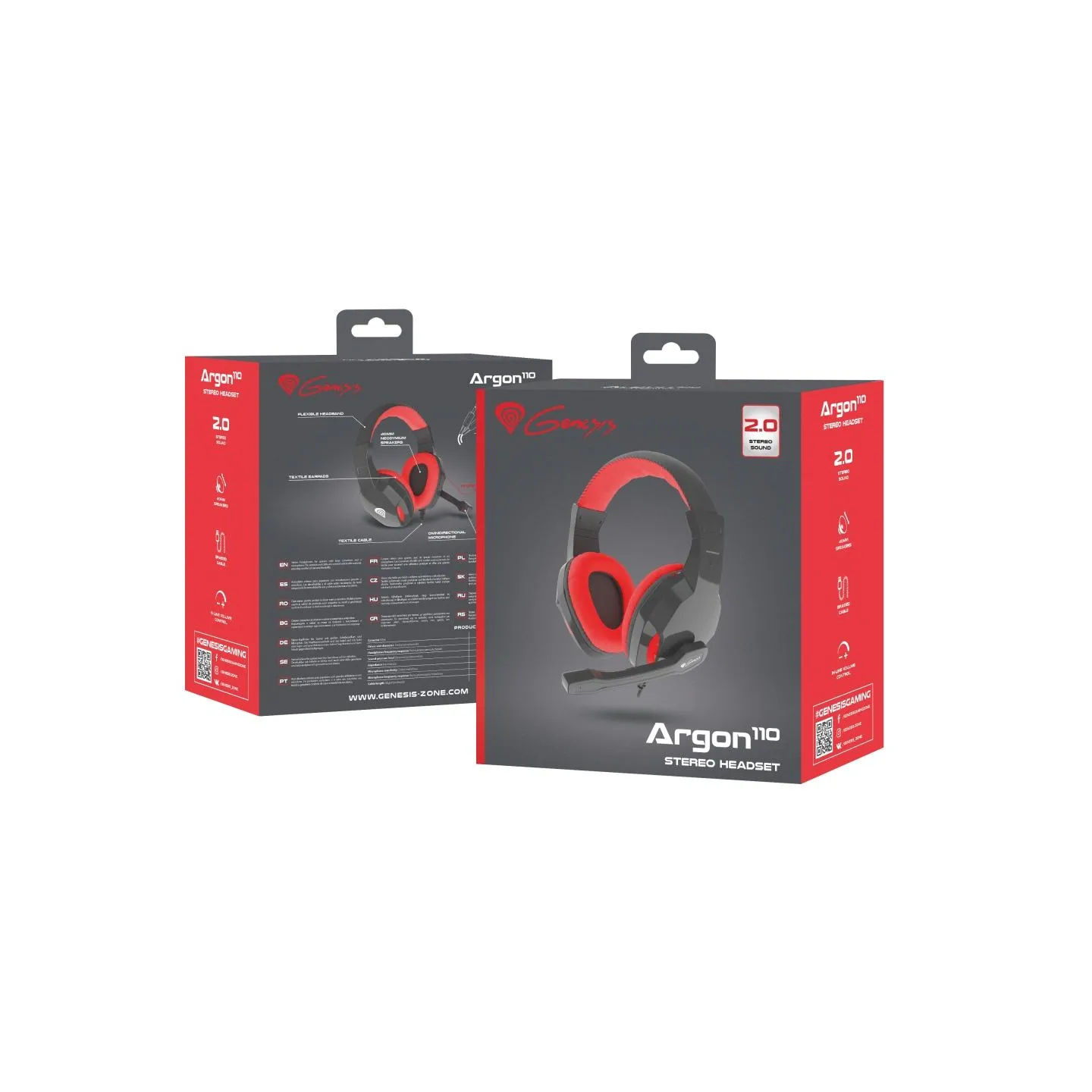 Genesis ARGON 110 Gaming Headset, On-Ear, Wired, Microphone, Black/Red | Genesis | ARGON 110 | Wired | On-Ear