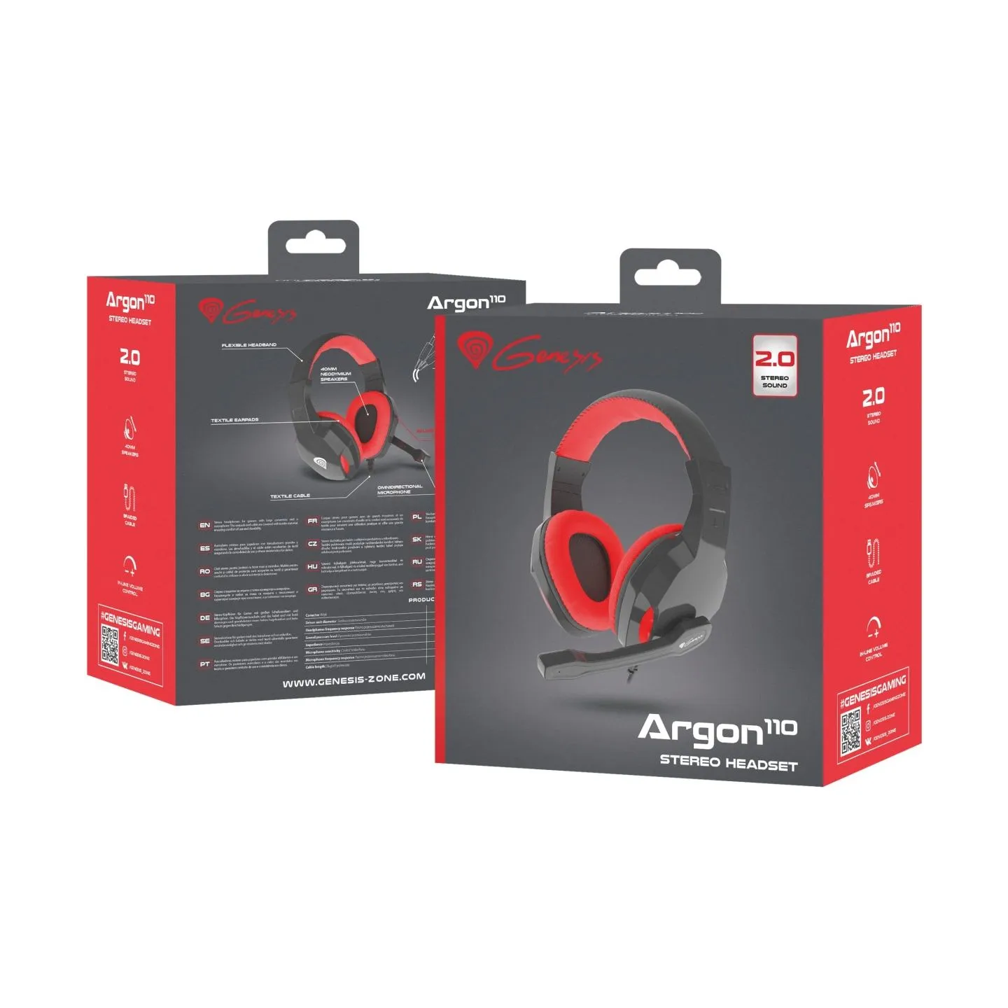 Genesis ARGON 110 Gaming Headset, On-Ear, Wired, Microphone, Black/Red | Genesis | ARGON 110 | Wired | On-Ear