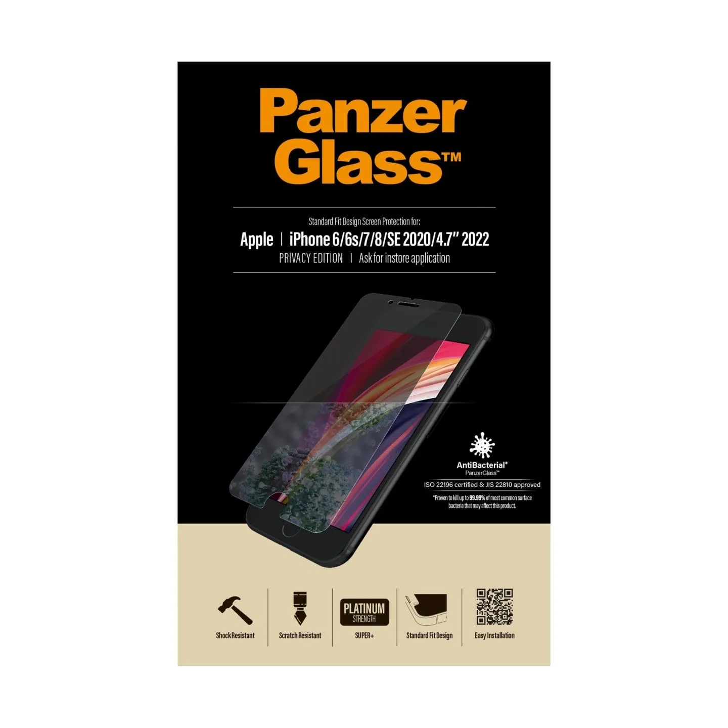 Panzerglass | Screen Protector | Iphone | Iphone 6/6s/7/8/SE (2020) | Glass | Crystal Clear | Clear Screen Protector