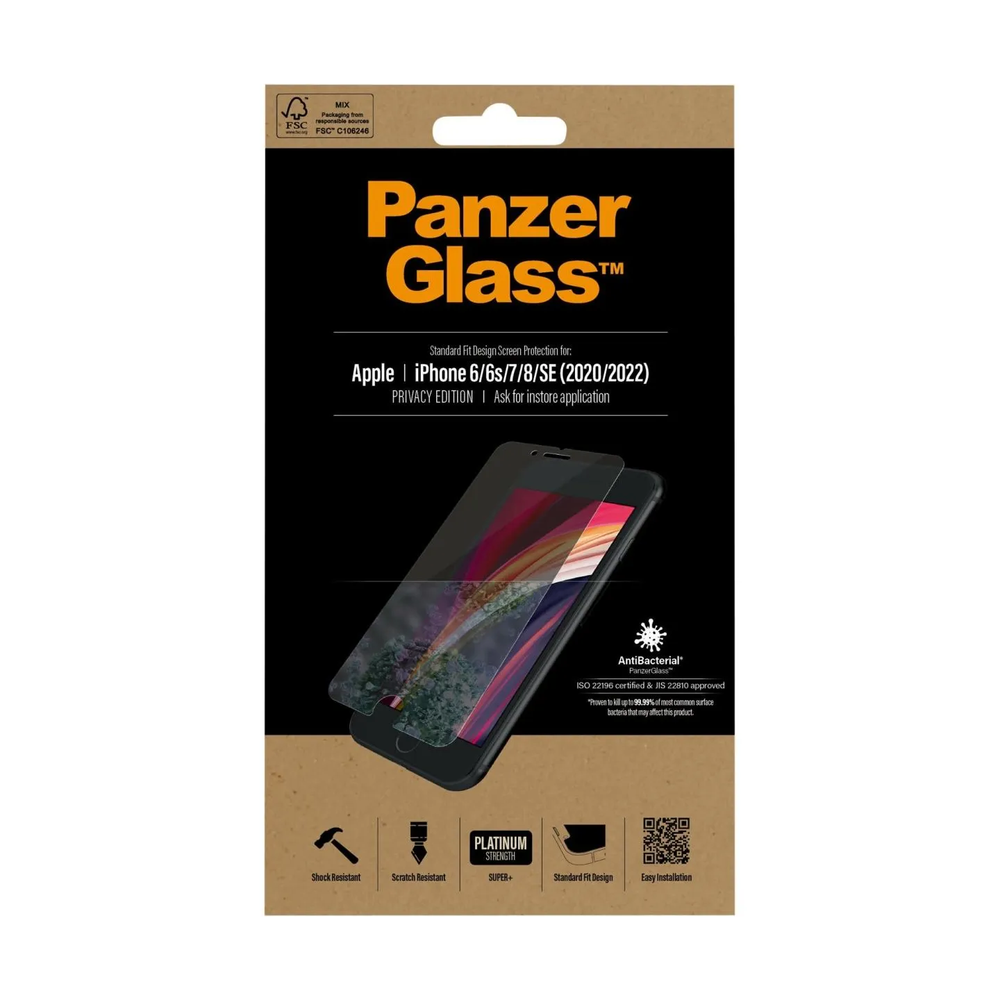 Panzerglass | Screen Protector | Iphone | Iphone 6/6s/7/8/SE (2020) | Glass | Crystal Clear | Clear Screen Protector