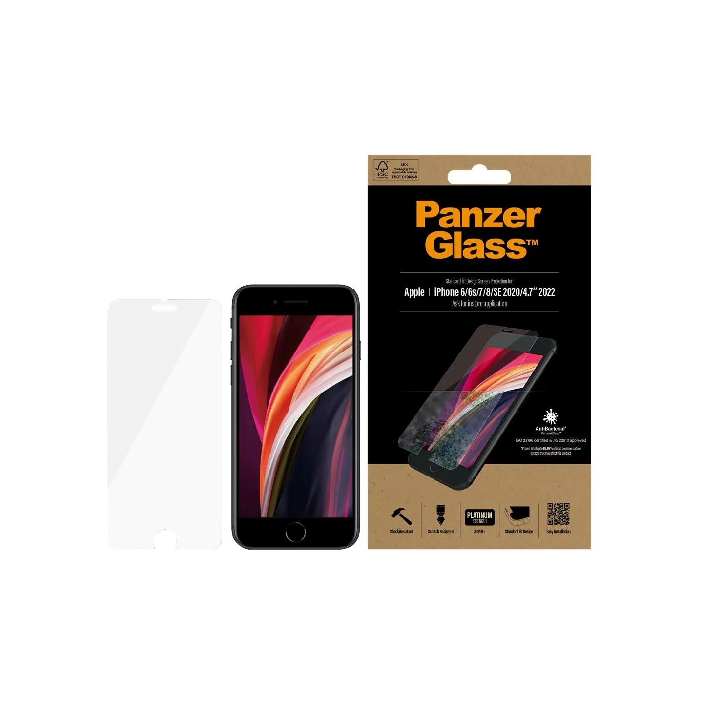 Panzerglass | Screen Protector | Apple | Iphone 6/6s/7/8/SE (2020) | Glass | Crystal Clear | Clear Screen Protector