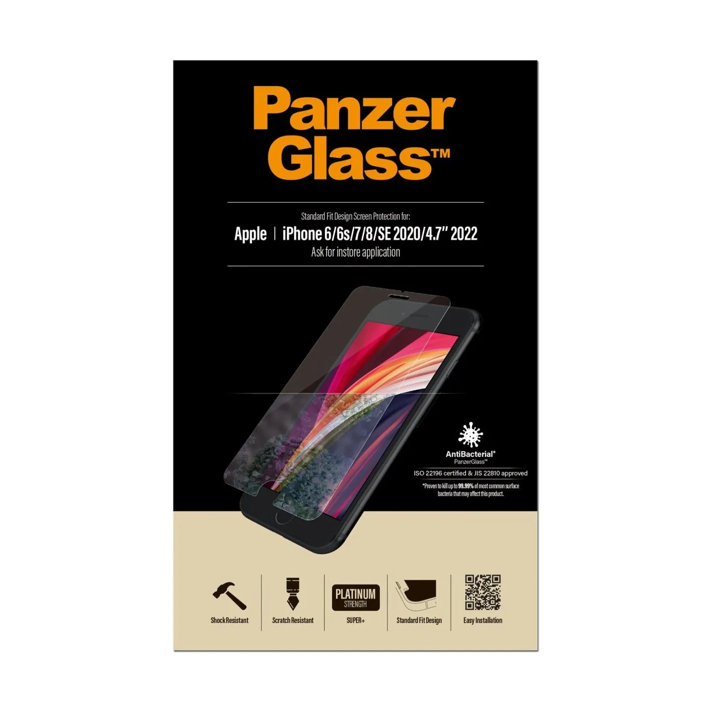 Panzerglass | Screen Protector | Apple | Iphone 6/6s/7/8/SE (2020) | Glass | Crystal Clear | Clear Screen Protector