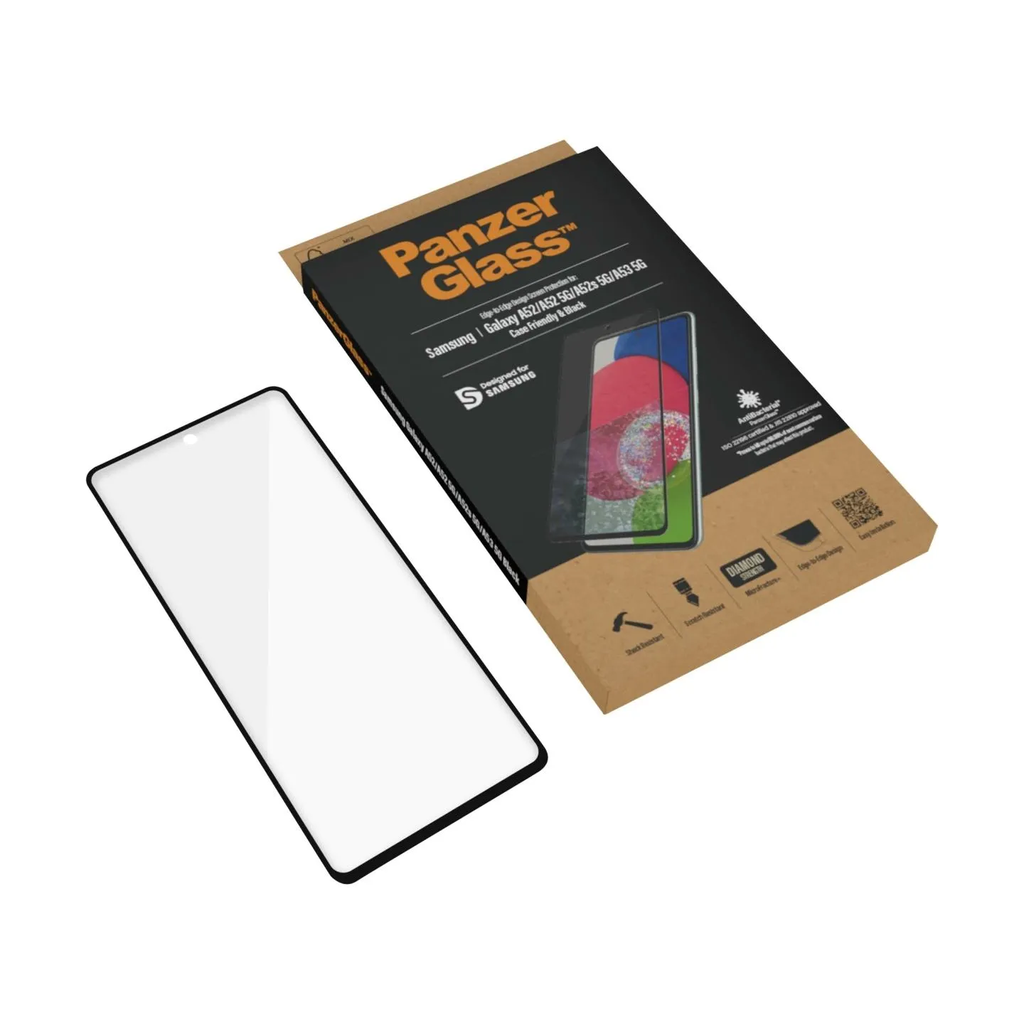 Panzerglass | Samsung | Galaxy A52 | Black/Transparent | Antifingerprint screen protector