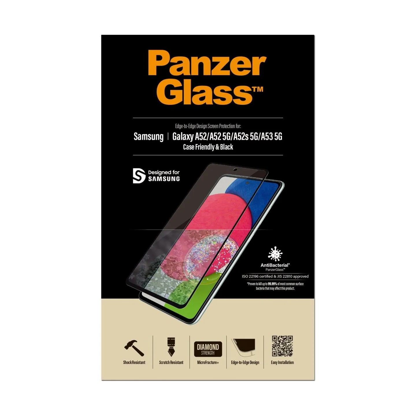 Panzerglass | Samsung | Galaxy A52 | Black/Transparent | Antifingerprint screen protector