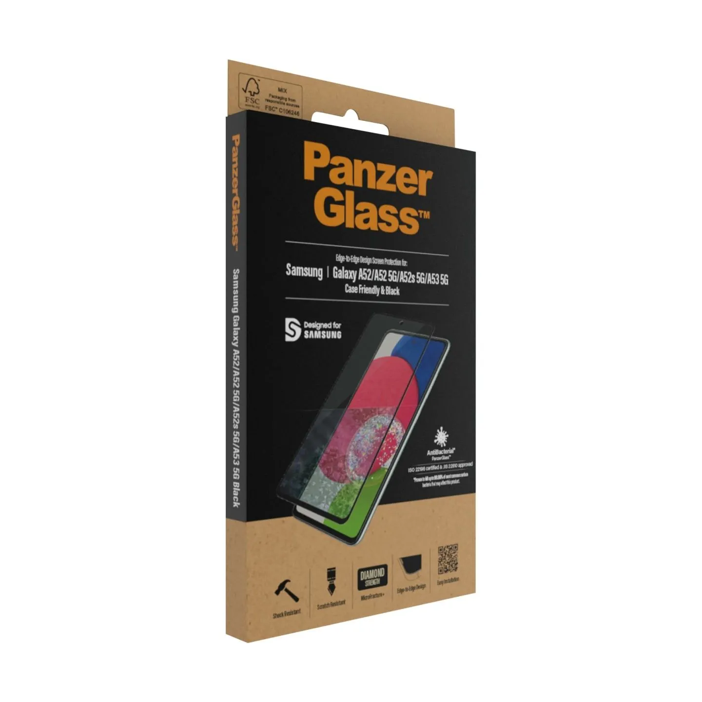 Panzerglass | Samsung | Galaxy A52 | Black/Transparent | Antifingerprint screen protector