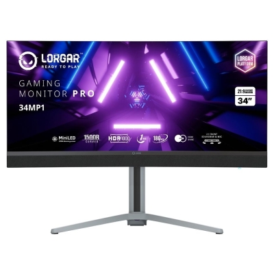 Lorgar 34MP1, UWQHD MiniLED Gaming Monitor Pro, 34'' (3440*1440) VA curved monitor, black/milky grey