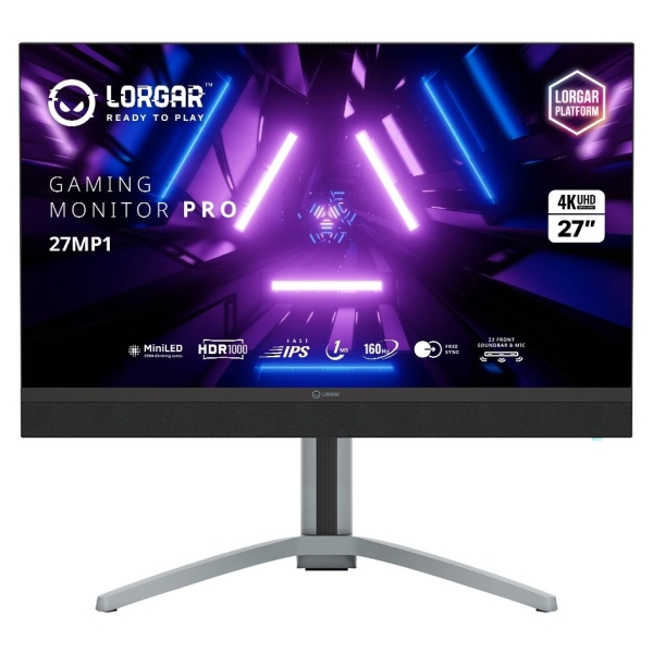 Lorgar 27MP1, UHD MiniLED Gaming Monitor Pro, 27'' (3840*2160) fast IPS flat monitor, black/milky grey