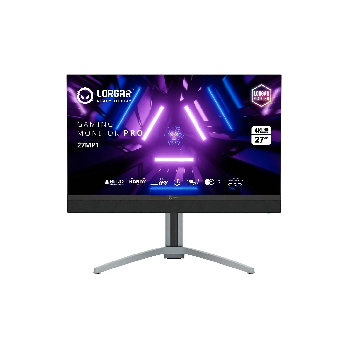 Lorgar 27MP1, UHD MiniLED Gaming Monitor Pro, 27'' (3840*2160) fast IPS flat monitor, black/milky grey
