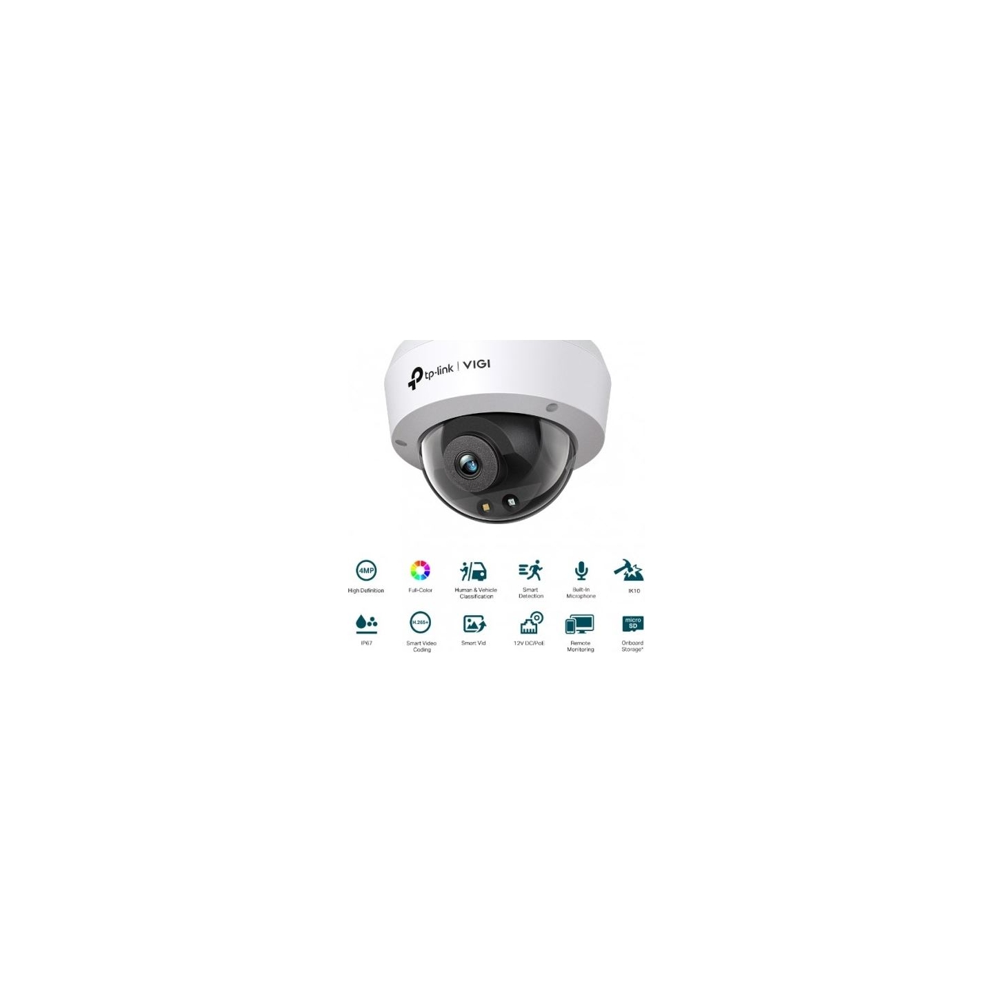 Tp-Link | Full-Color Dome Network Camera | VIGI C240 | Dome | 4 MP | 4mm | IP67, IK10 | H.265+/H.265/H.264+/H.264 | MicroSD, max