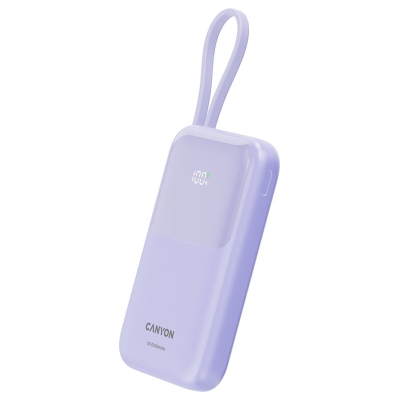 Canyon power bank OnPower 101 built-in cable 10000 mAh PD22.5W Purple