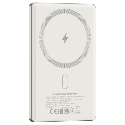 Canyon power bank OnPower 505 slim Magnetic 5000 mAh PD20W Beige