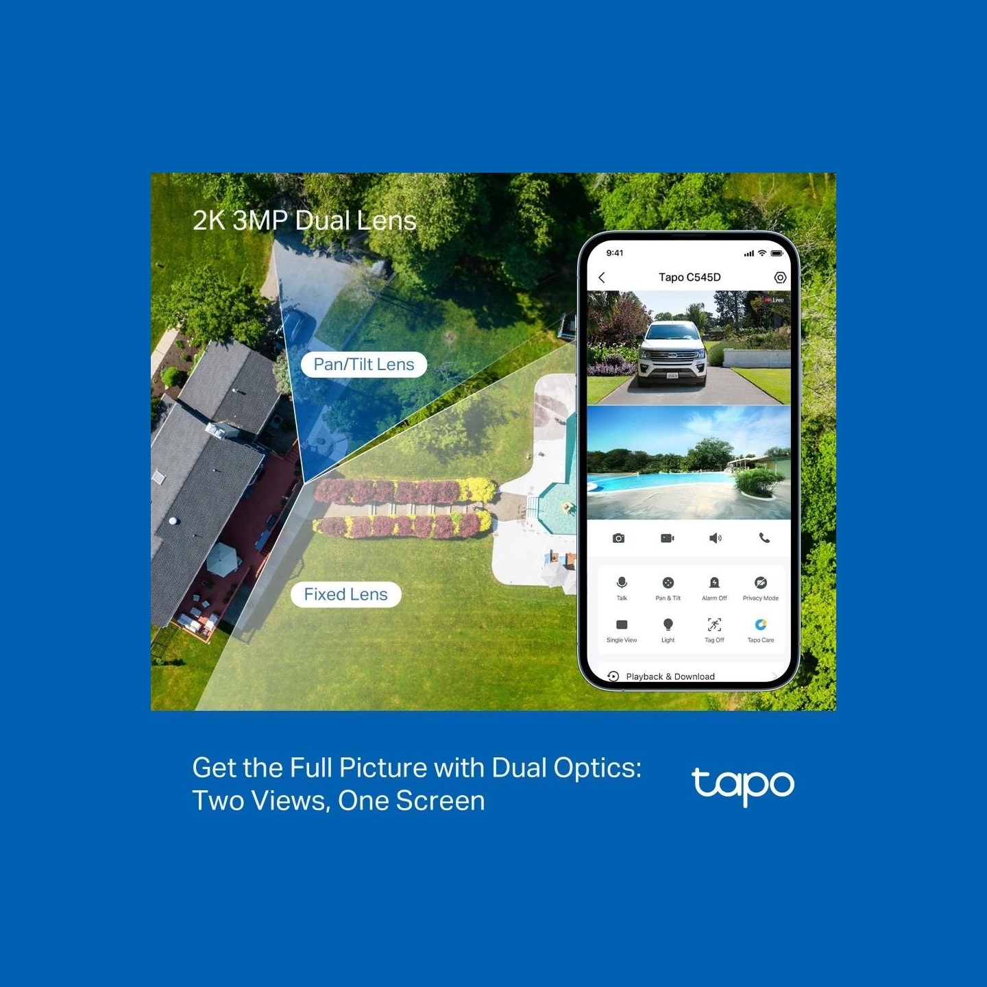 Tp-Link | Dual Lens Security Wi-Fi Camera | Tapo C545D | Dome | 3 MP | 6mm | IP66 | H.264 | MicroSD, up to 512 GB