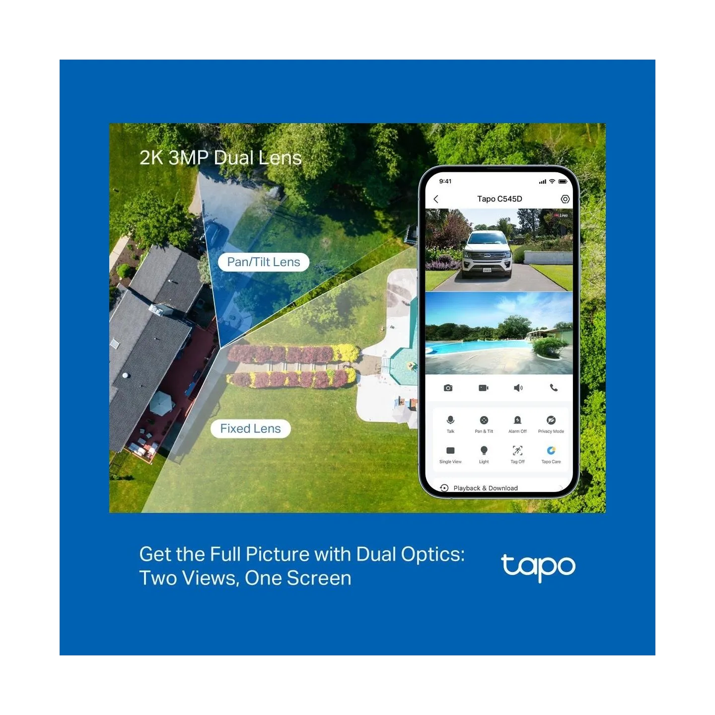 Tp-Link | Dual Lens Security Wi-Fi Camera | Tapo C545D | Dome | 3 MP | 6mm | IP66 | H.264 | MicroSD, up to 512 GB