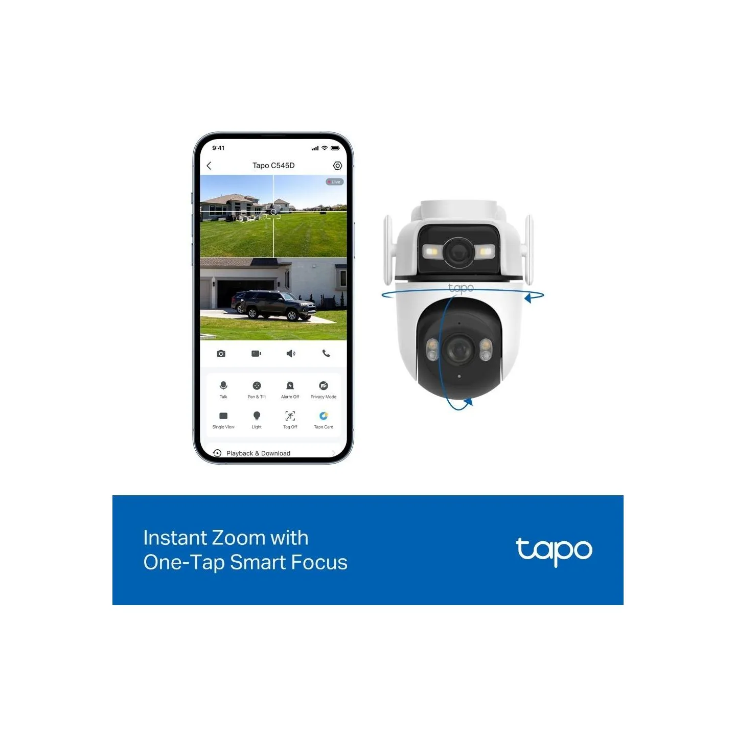 Tp-Link | Dual Lens Security Wi-Fi Camera | Tapo C545D | Dome | 3 MP | 6mm | IP66 | H.264 | MicroSD, up to 512 GB