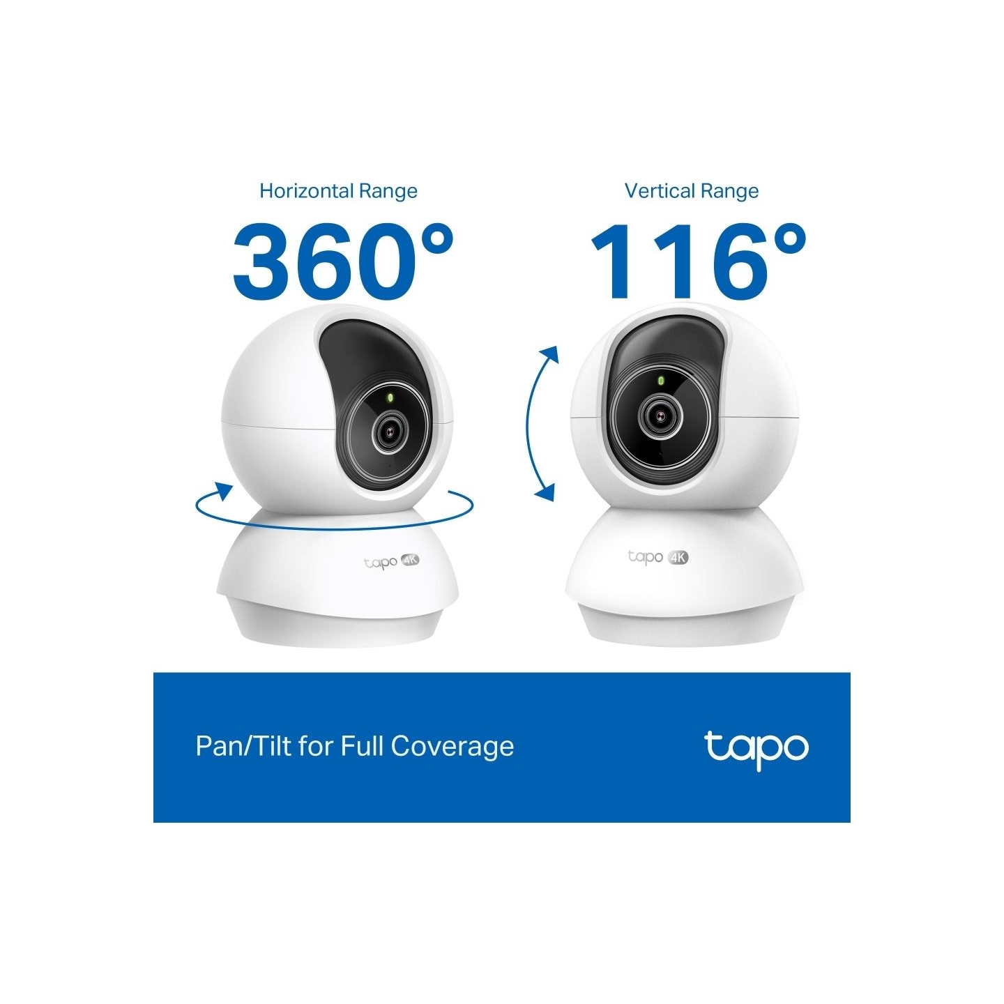 Tp-Link Tapo C250 | Pan/Tilt AI Home Security Wi-Fi Camera | PTZ | 8 MP | 4mm/F1.6 | H.265 | MicroSD Card up to 512 GB
