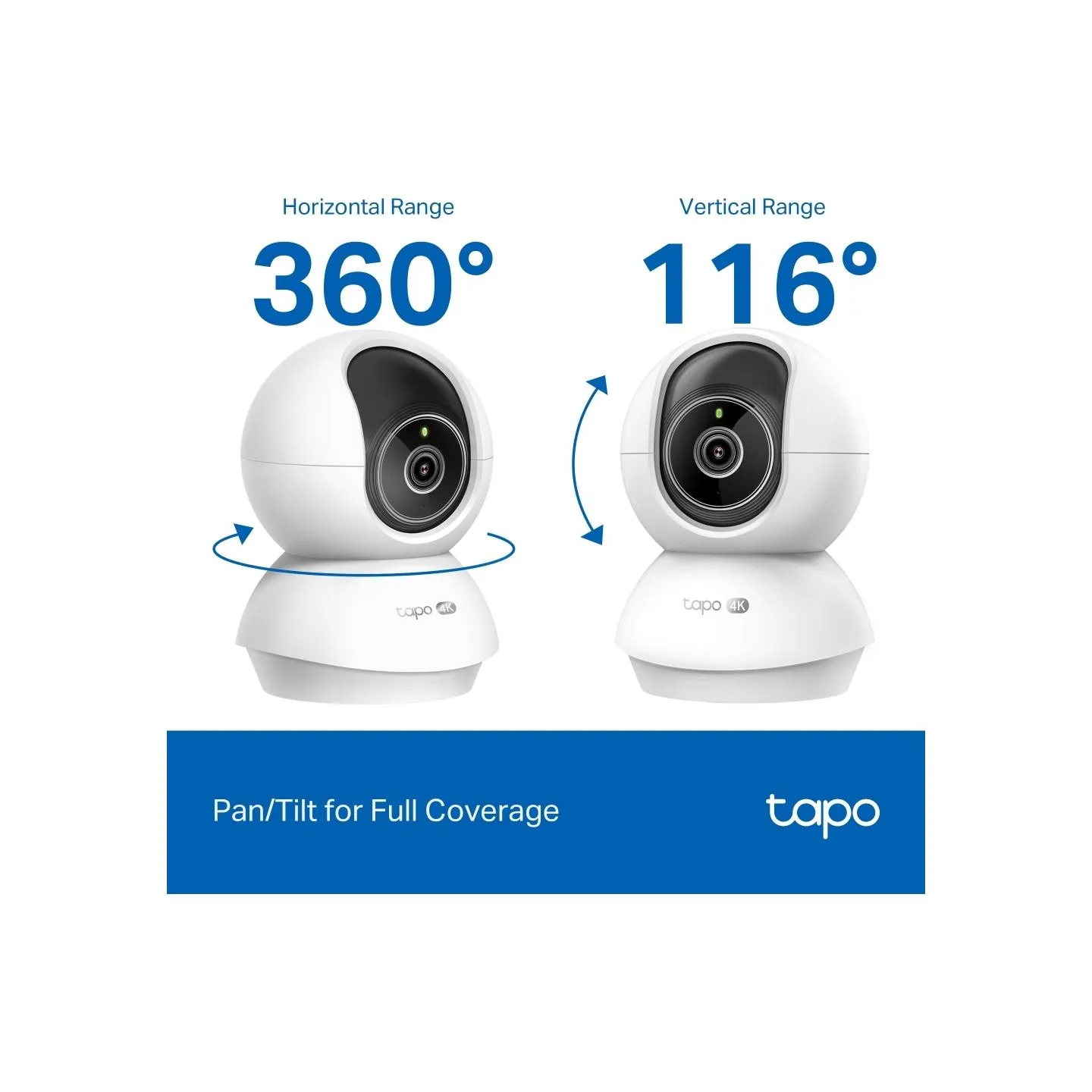 Tp-Link Tapo C250 | Pan/Tilt AI Home Security Wi-Fi Camera | PTZ | 8 MP | 4mm/F1.6 | H.265 | MicroSD Card up to 512 GB