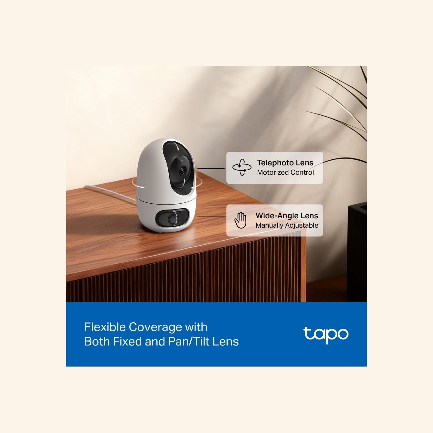 Tp-Link Tapo C245D | Dual Lens Pan/Tilt Security Camera | Dome | 3 MP | 3.1mm/F1.6 | MicroSD Card up to 512 GB