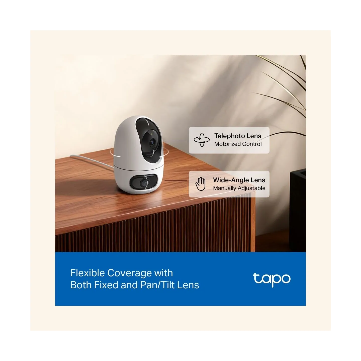 Tp-Link Tapo C245D | Dual Lens Pan/Tilt Security Camera | Dome | 3 MP | 3.1mm/F1.6 | MicroSD Card up to 512 GB