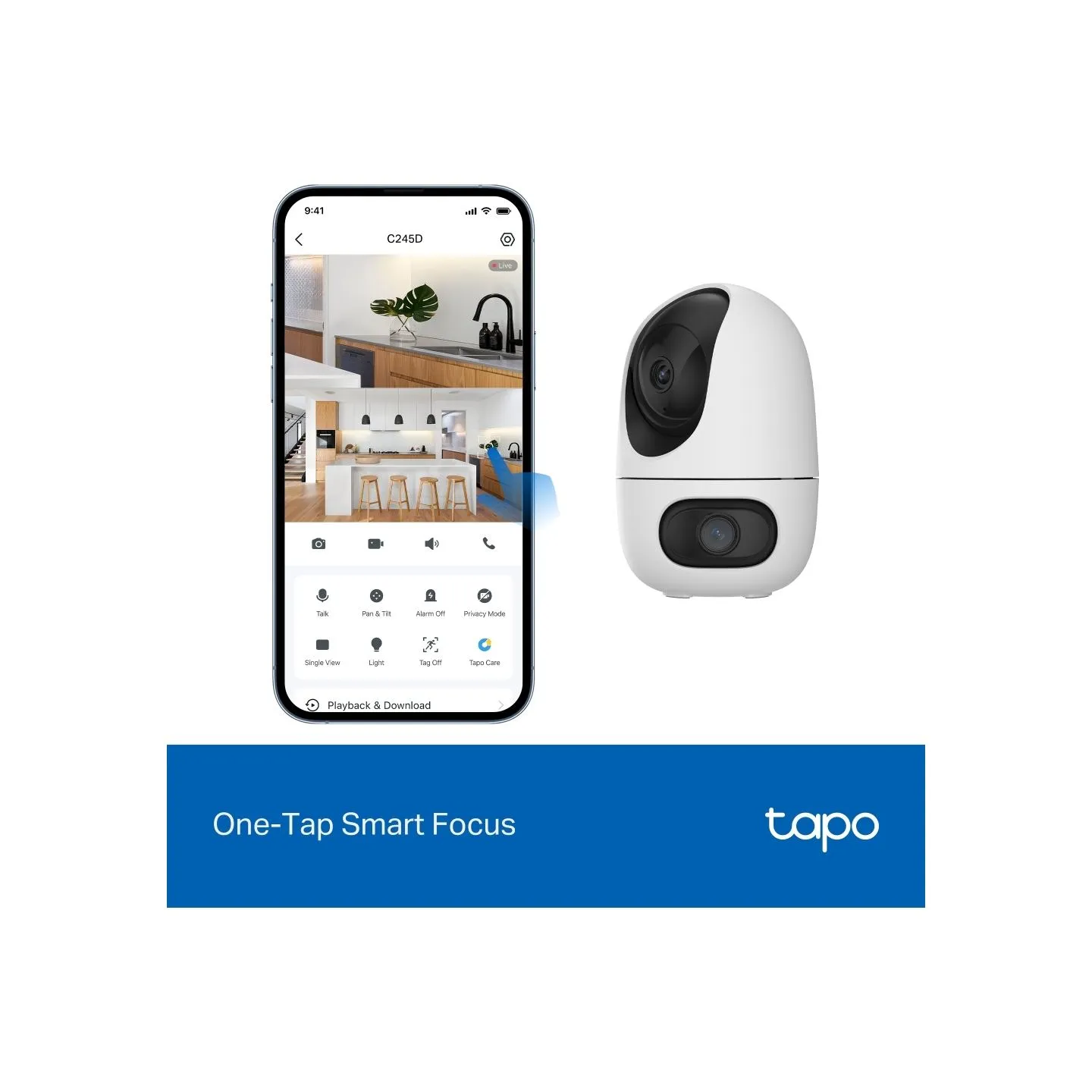 Tp-Link Tapo C245D | Dual Lens Pan/Tilt Security Camera | Dome | 3 MP | 3.1mm/F1.6 | MicroSD Card up to 512 GB