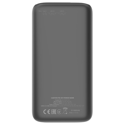 Canyon power bank PB-301 LED 30000 mAh PD 20W QC 3.0 Black