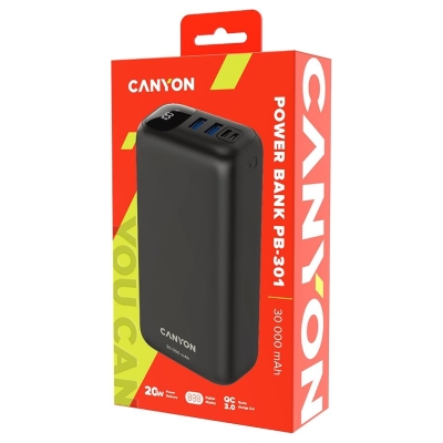 Canyon power bank PB-301 LED 30000 mAh PD 20W QC 3.0 Black