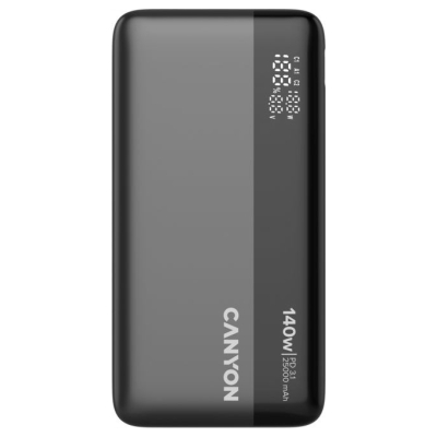 Canyon Power Bank PB-240, 25000mAh PD140W display power bank,Size160.0x82x27 mm Weight 508+-10g, Dark Grey