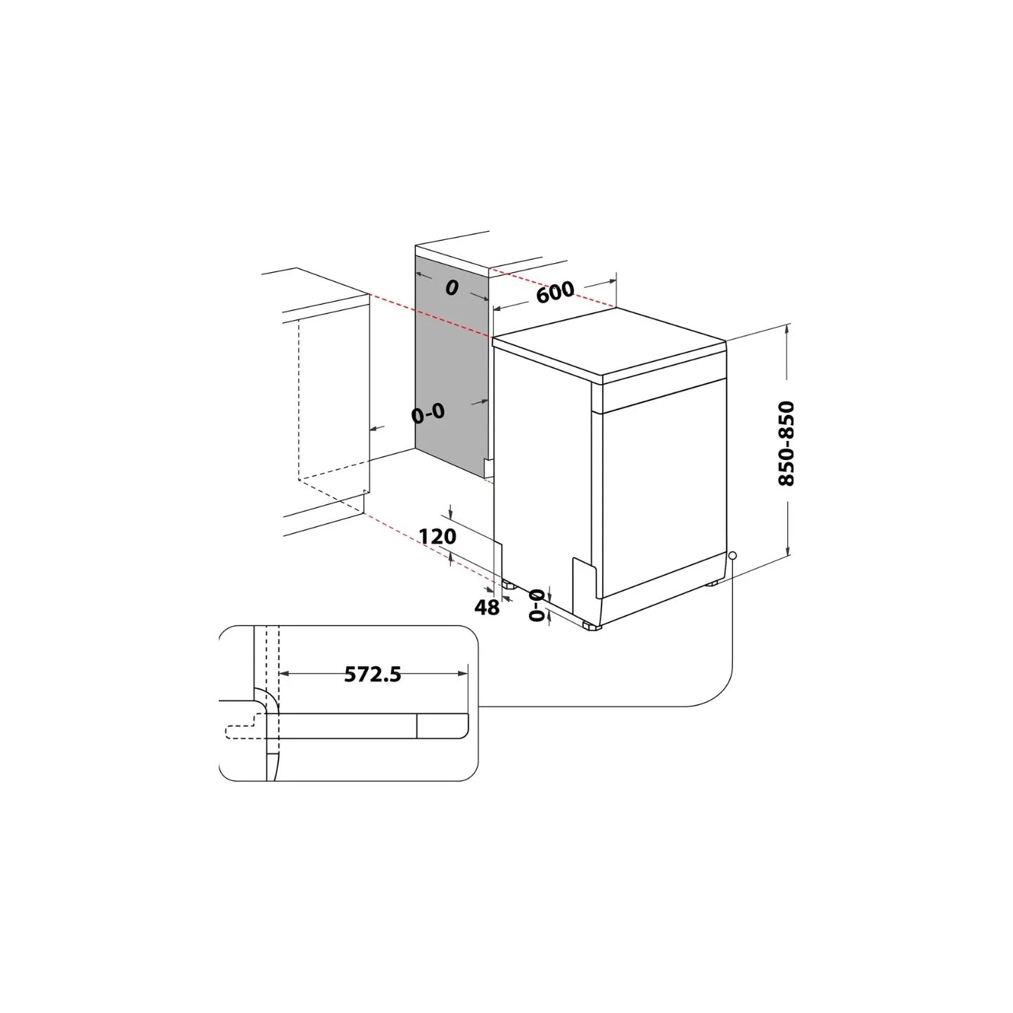 Indesit Dishwasher | D2F HD624 AS | Free standing | Width 60 cm | Number of place settings 14 | Number of programs 9 | Energy ef