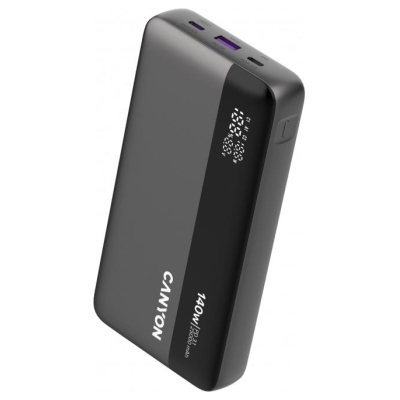 Canyon Power Bank PB-240, 25000mAh PD140W display power bank,Size160.0x82x27 mm Weight 508+-10g, Dark Grey