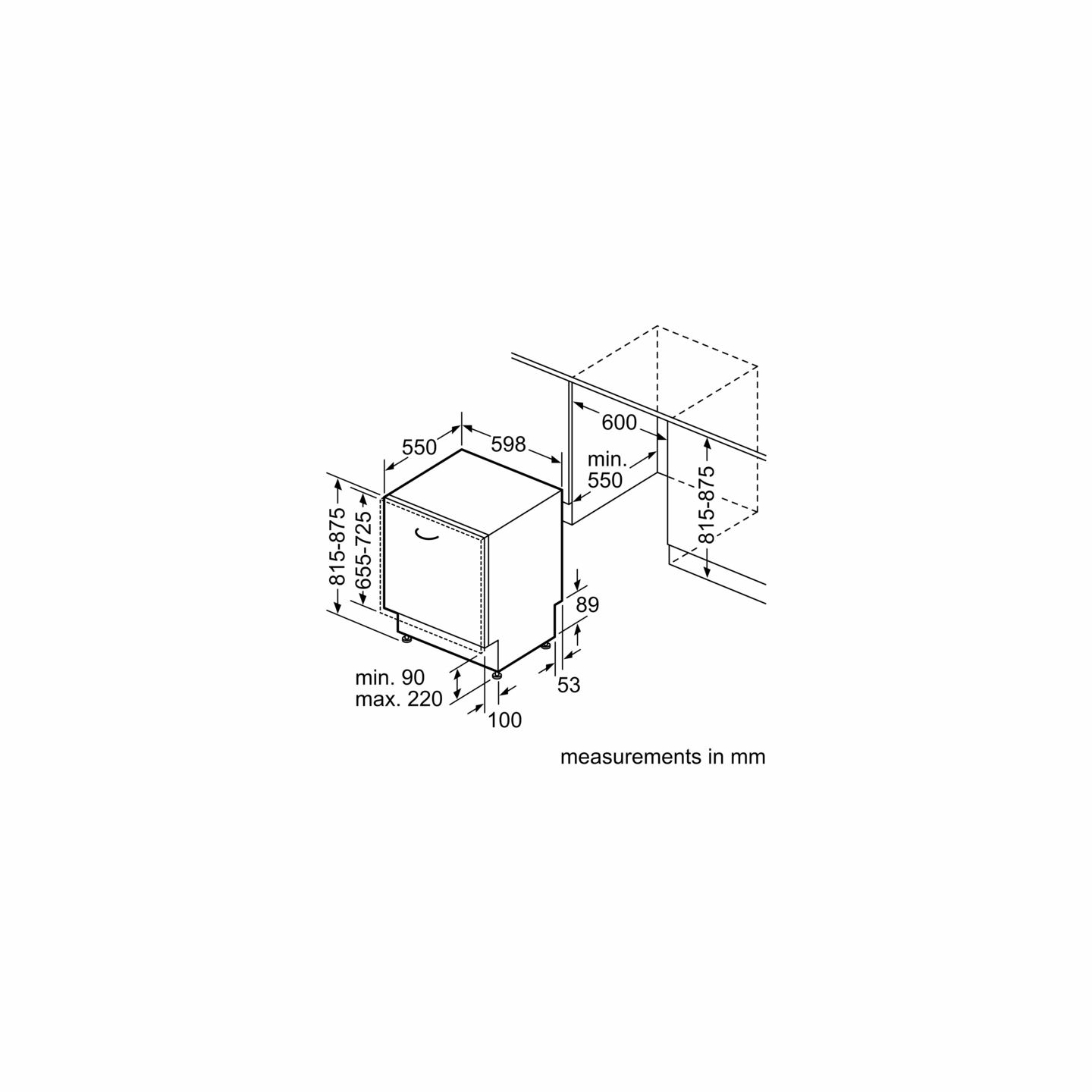 Bosch Dishwasher | SMV4EMX71S | Built-in | Width 60 cm | Number of place settings 14 | Number of programs 6 | Energy efficiency 