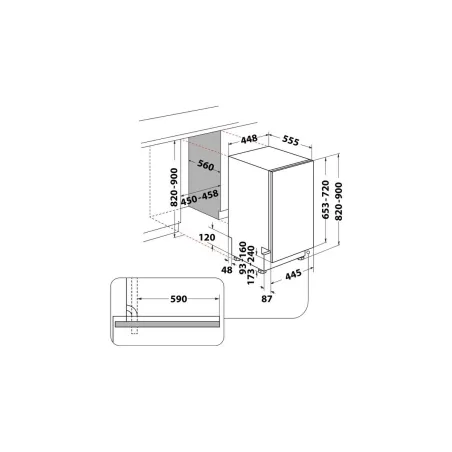 Whirlpool Dishwasher | WH6IC11BS7LA0 | Built-in | Width 44.8 cm | Number of place settings 11 | Number of programs 9 | Energy ef