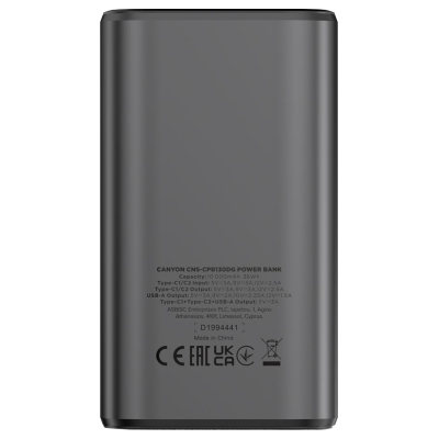 Canyon power bank OnPower 130 TFT 10000 mAh PD30W Dark Grey