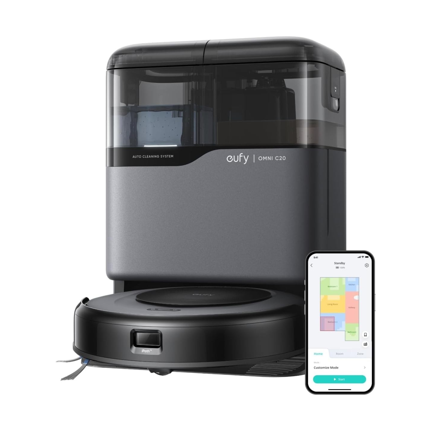 Anker Eufy | Robot Vacuum Cleaner with All-in-One Station | Omni C20 | Wet&Dry | 7000 Pa | Gray