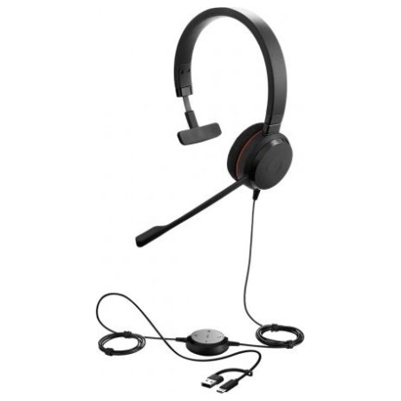 Jabra Evolve 20 SE, Mono MS, USB C/A adapter, Leather