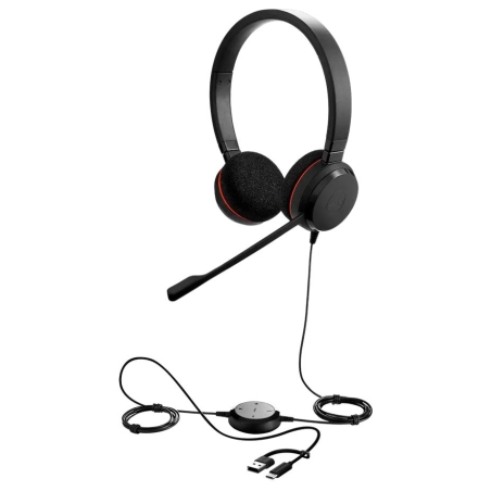 Jabra Evolve 20, Stereo UC, USB C/A adapter