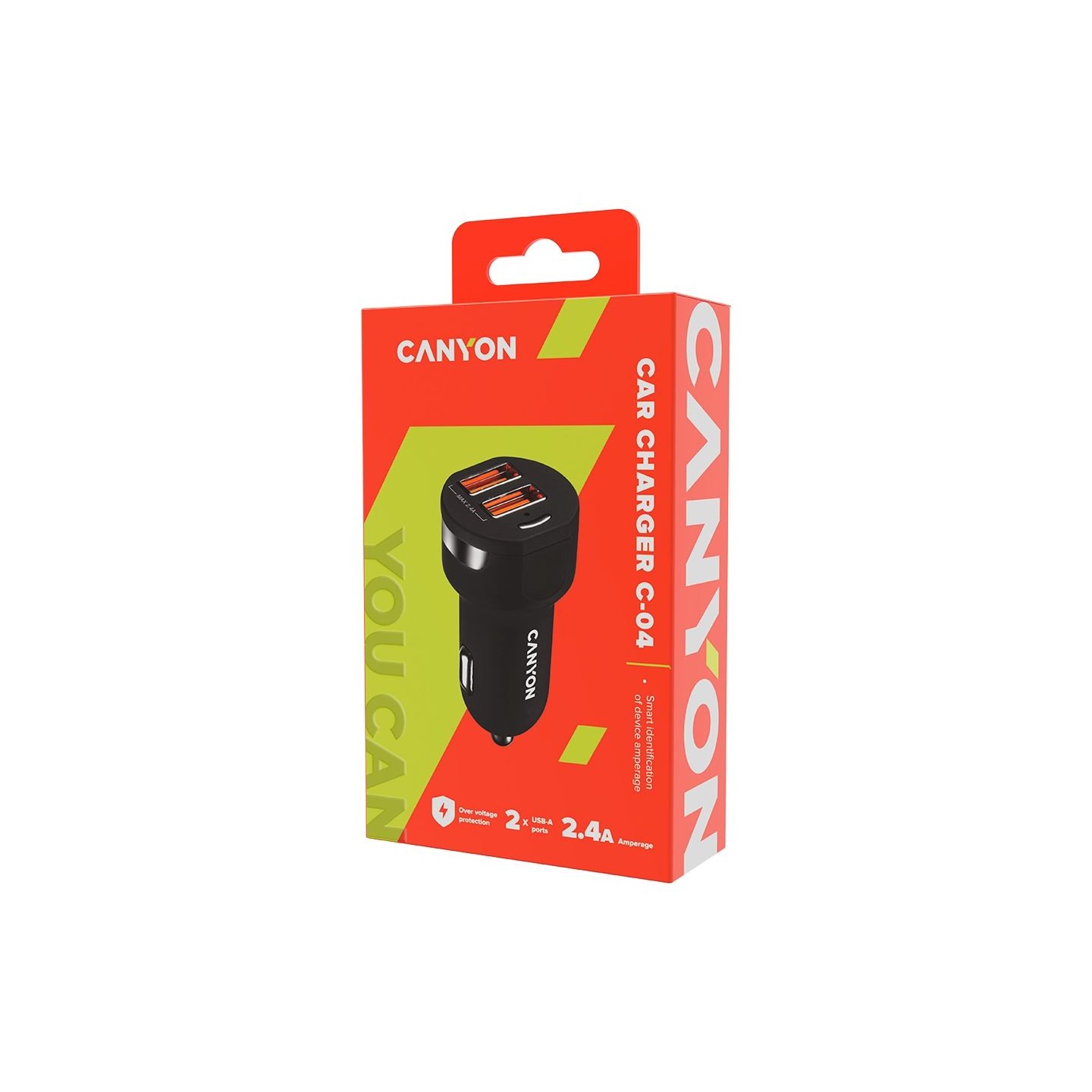 Canyon car charger C-04 2.4A/2USB-A Black
