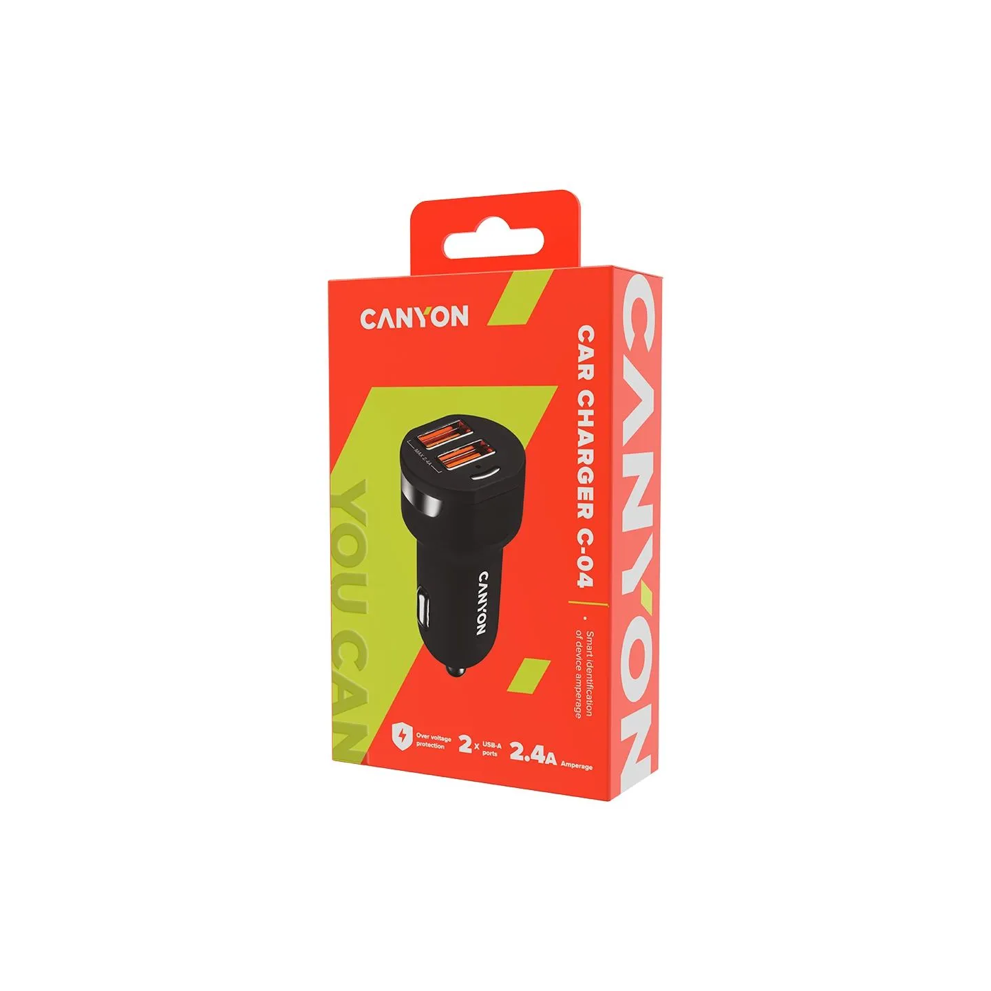Canyon car charger C-04 2.4A/2USB-A Black